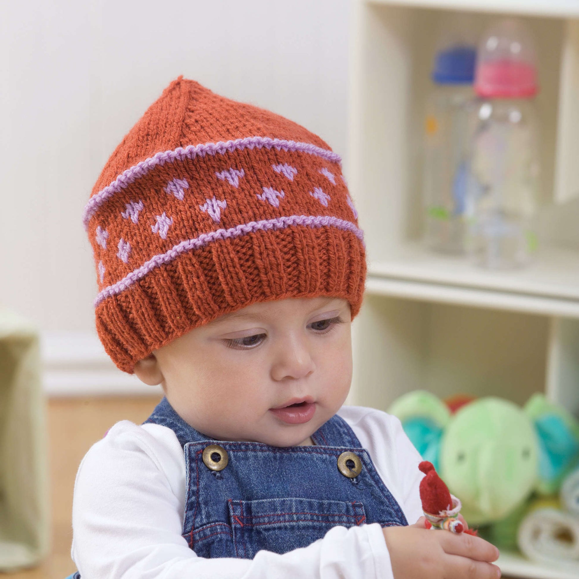 Free Red Heart Baby Fair Isle Hat Knit Pattern