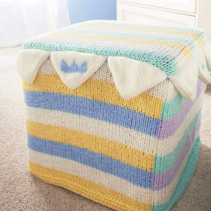 Red Heart Knit Crown Point Ottoman Cover Knit Baby Cover made in Red Heart Anne Geddes Baby Yarn