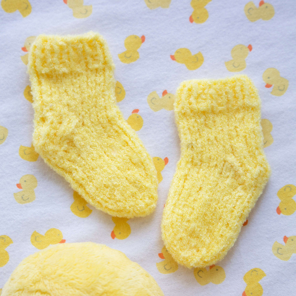 Knit Socks made in Red Heart Plush Baby Yarn