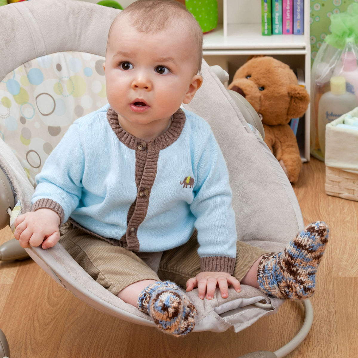 Knit Socks made in Red Heart Soft Baby Steps Yarn