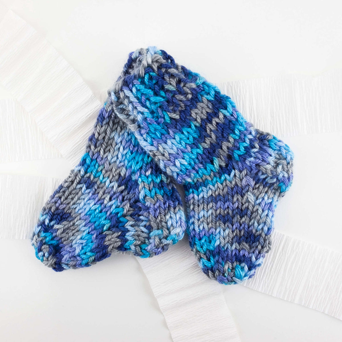 Knit Socks made in Red Heart Soft Baby Steps Yarn