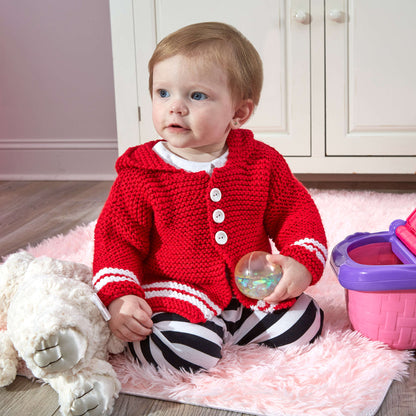 Red Heart Knit Buttoned Up Cardi Knit Cardigan made in Red Heart Baby Hugs Medium Yarn