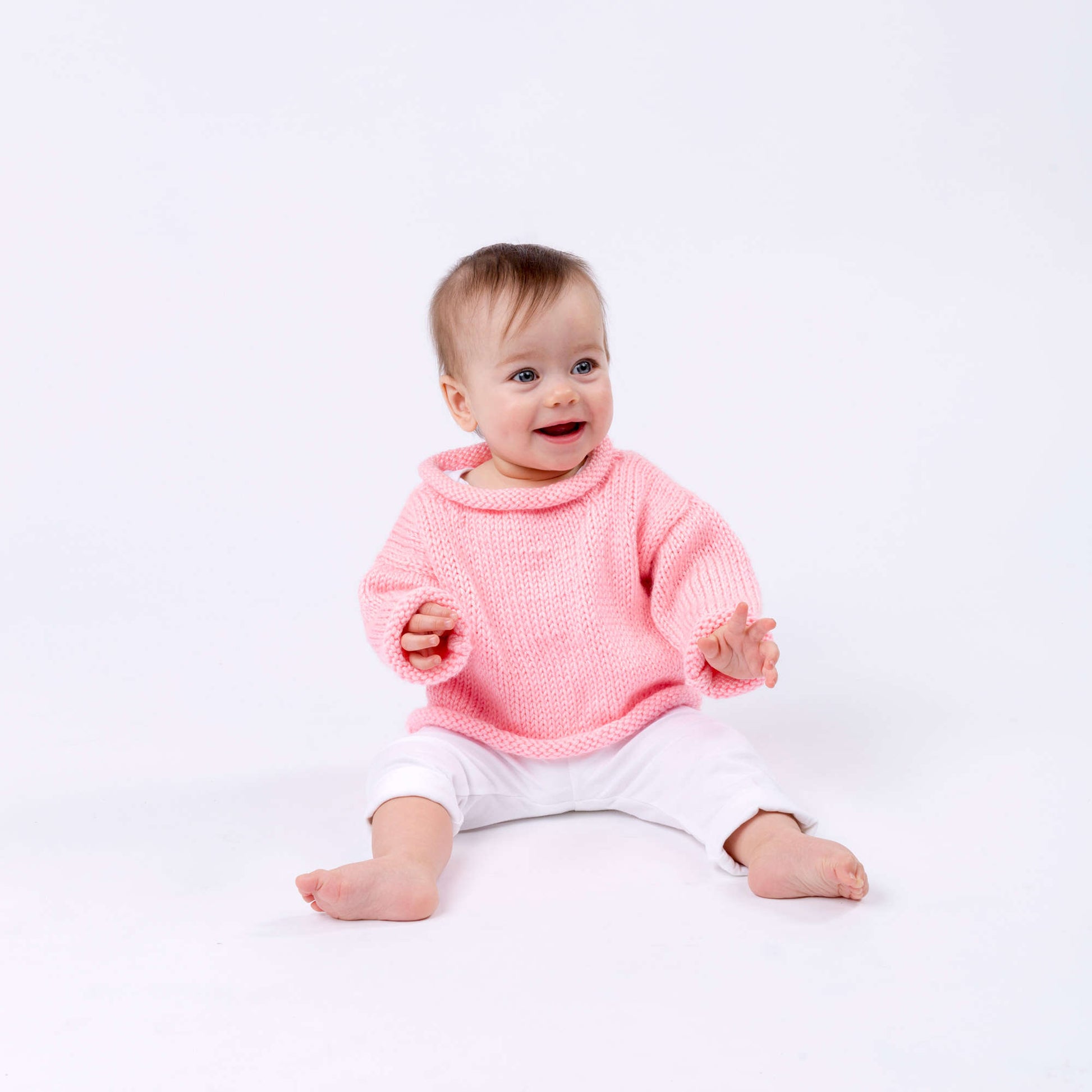 Free Red Heart Pretty-n-Pink Baby Pullover Knit Pattern