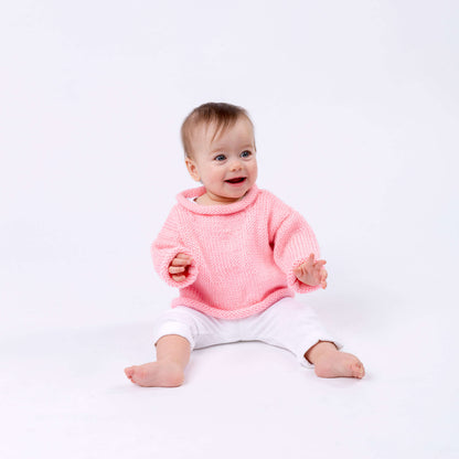 Red Heart Knit Pretty-n-Pink Baby Pullover Knit Pullover made in Red Heart Soft Baby Steps Yarn