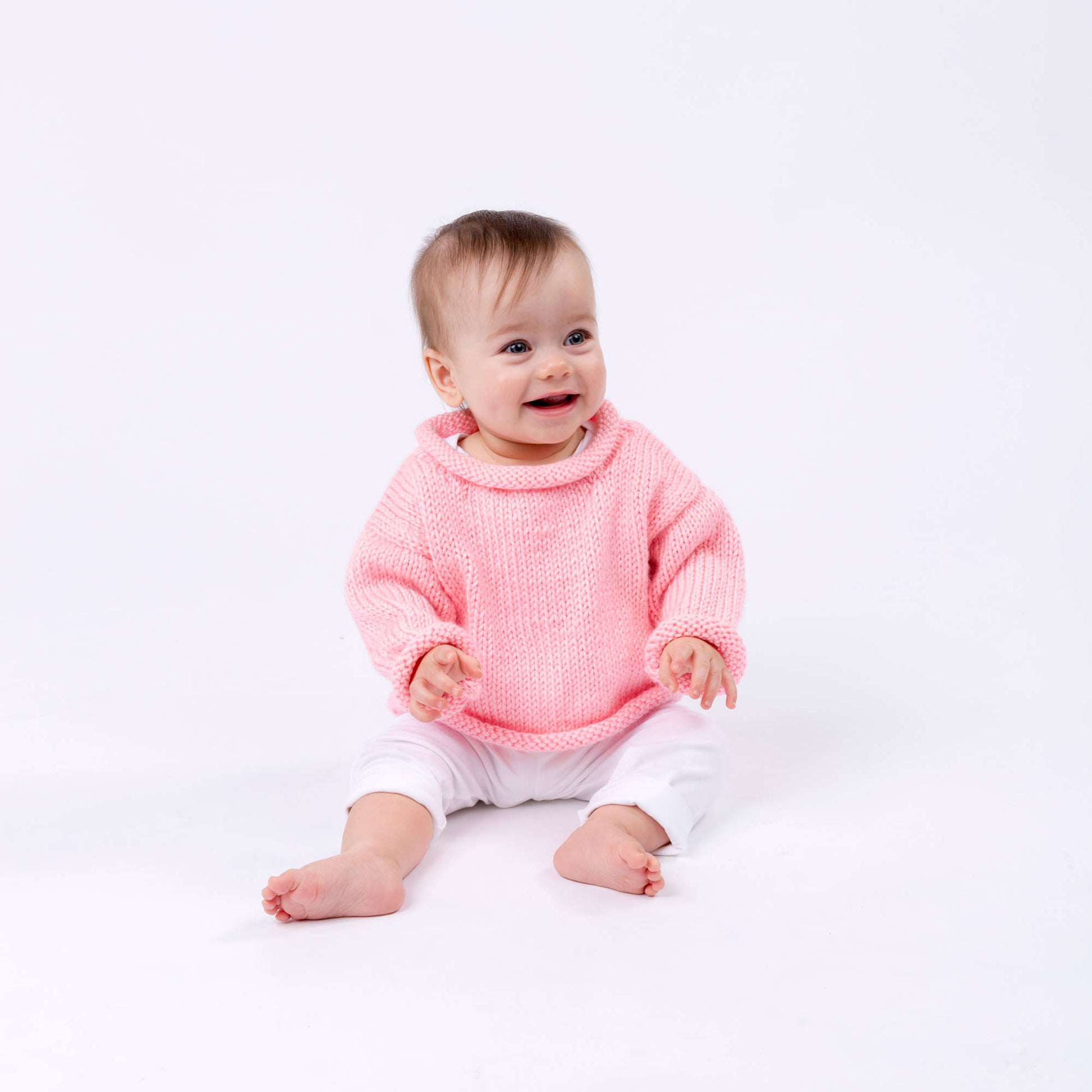 Free Red Heart Pretty-n-Pink Baby Pullover Knit Pattern
