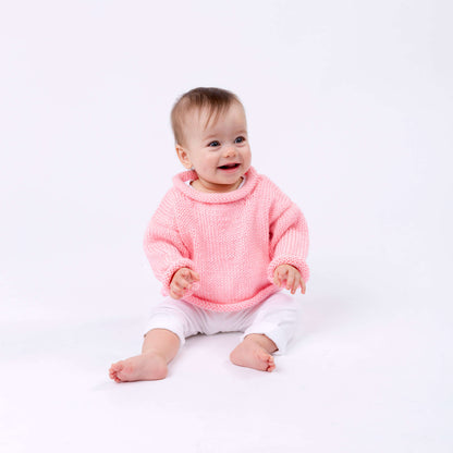 Red Heart Knit Pretty-n-Pink Baby Pullover Knit Pullover made in Red Heart Soft Baby Steps Yarn