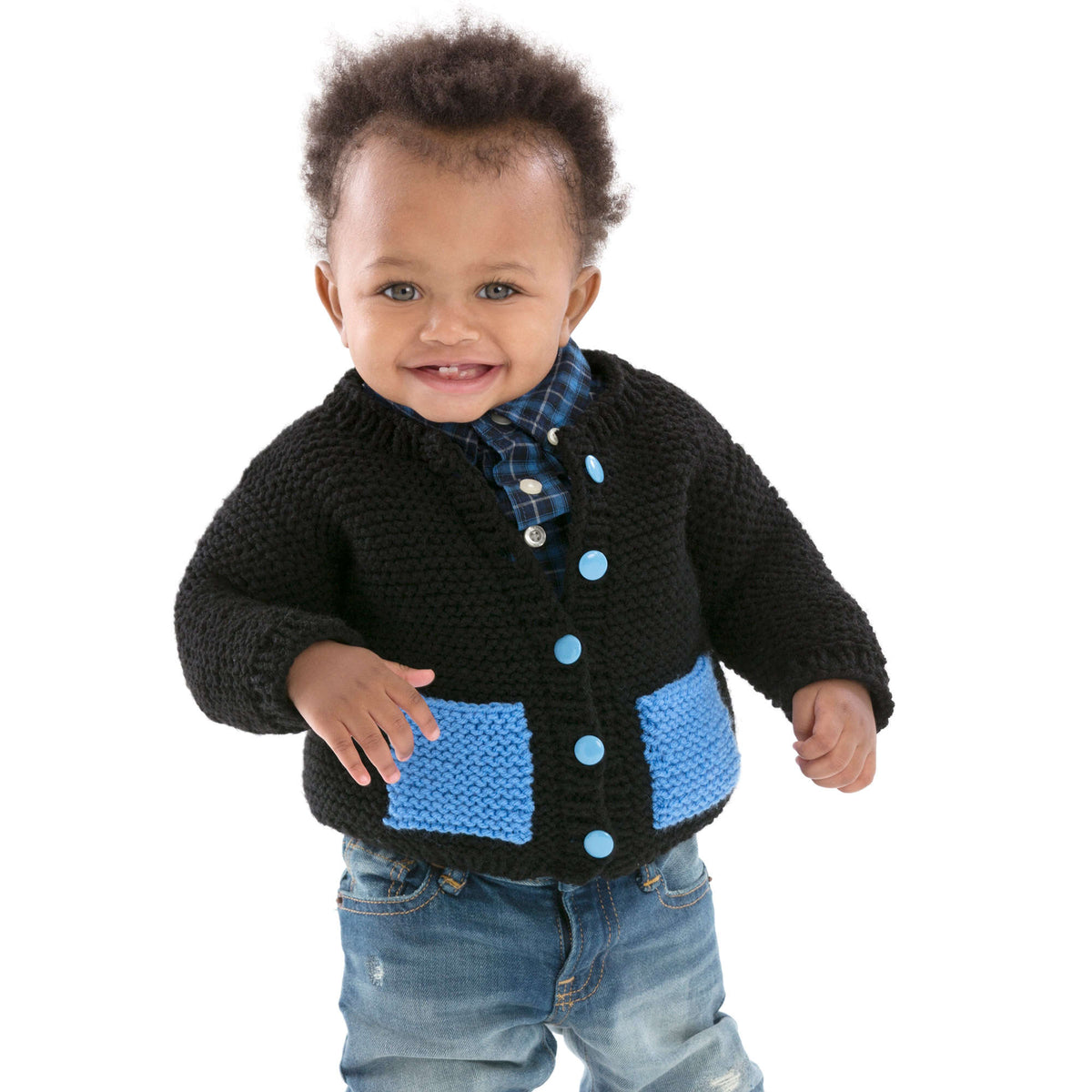 Knit Cardigan made in Red Heart Baby Hugs Medium Yarn