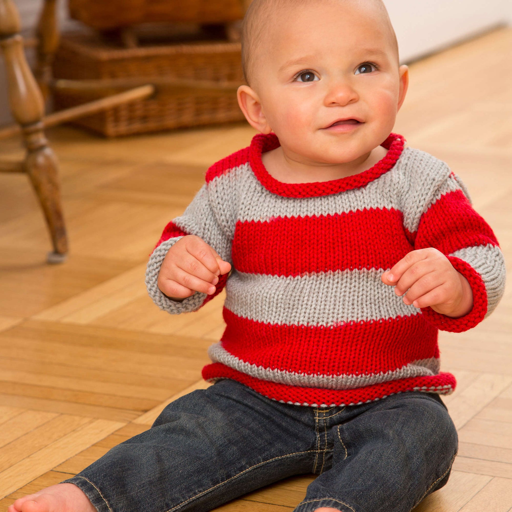 Free Red Heart Knit Baby Sports Fan Pullover Pattern