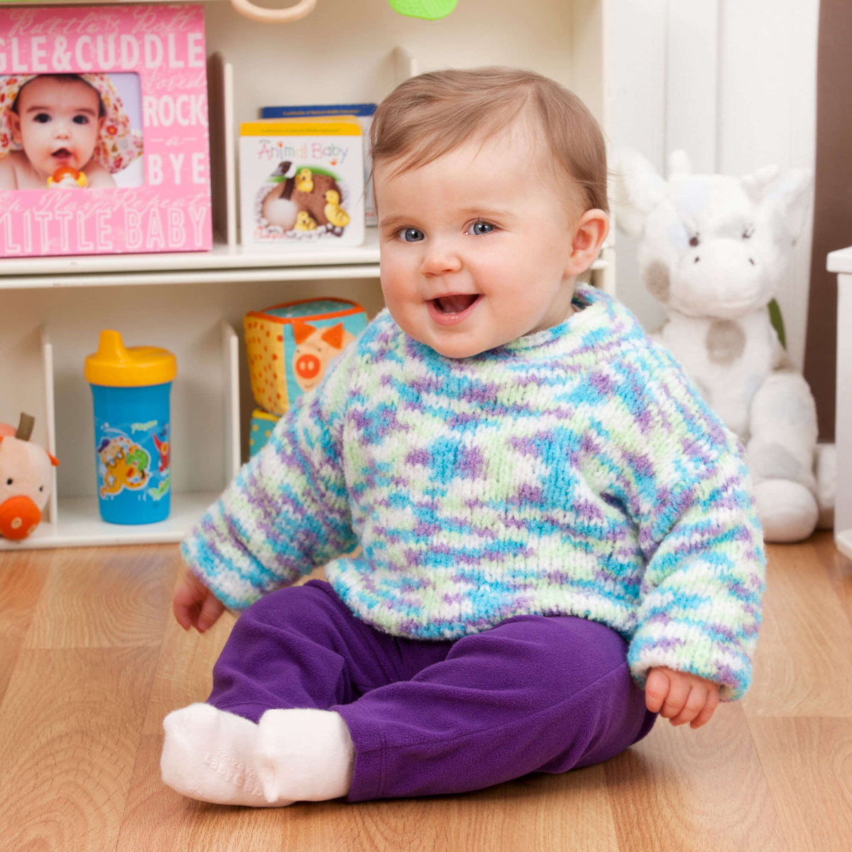 Knit Sweater made in Red Heart Plush Baby Yarn