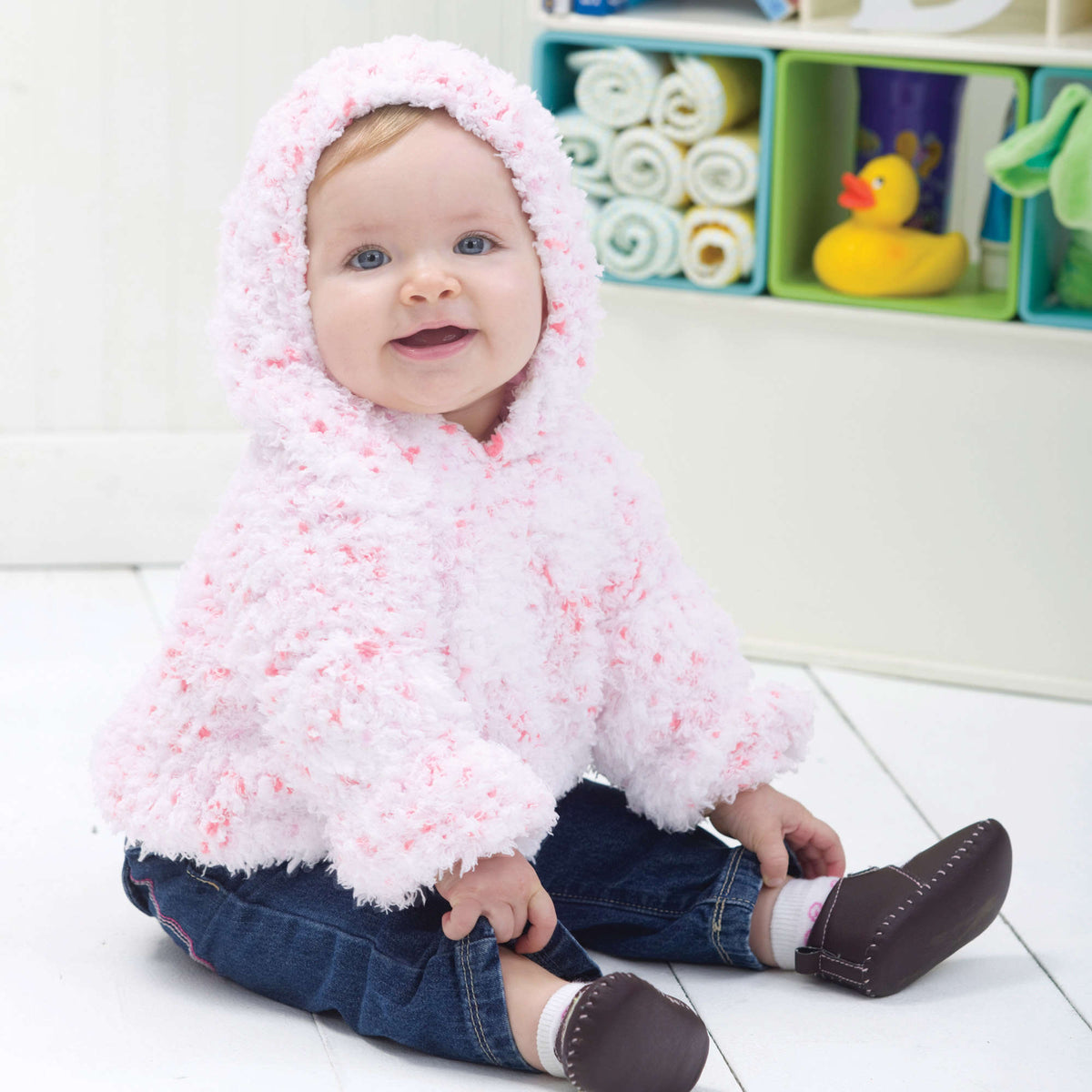 Knit Hoodie made in Red Heart Buttercup Yarn