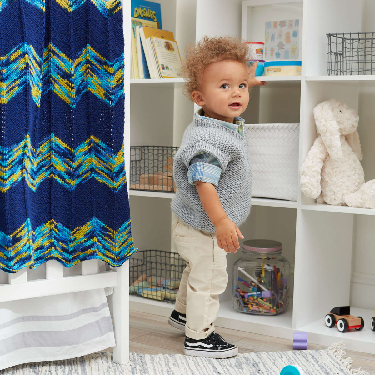 Knit Vest made in Red Heart Baby Hugs Yarn