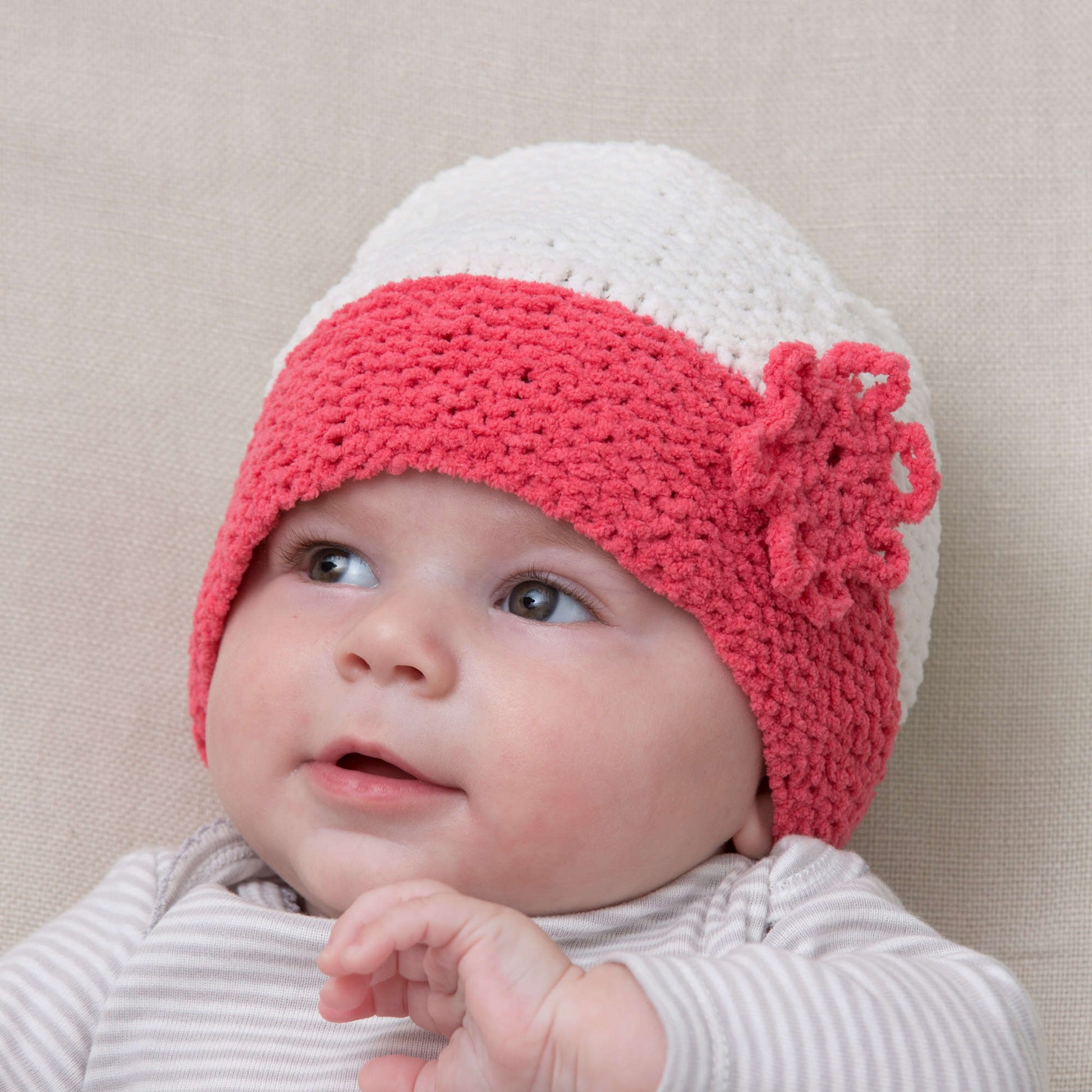 Free Red Heart Knit Coral Cutie Hat & Booties Pattern