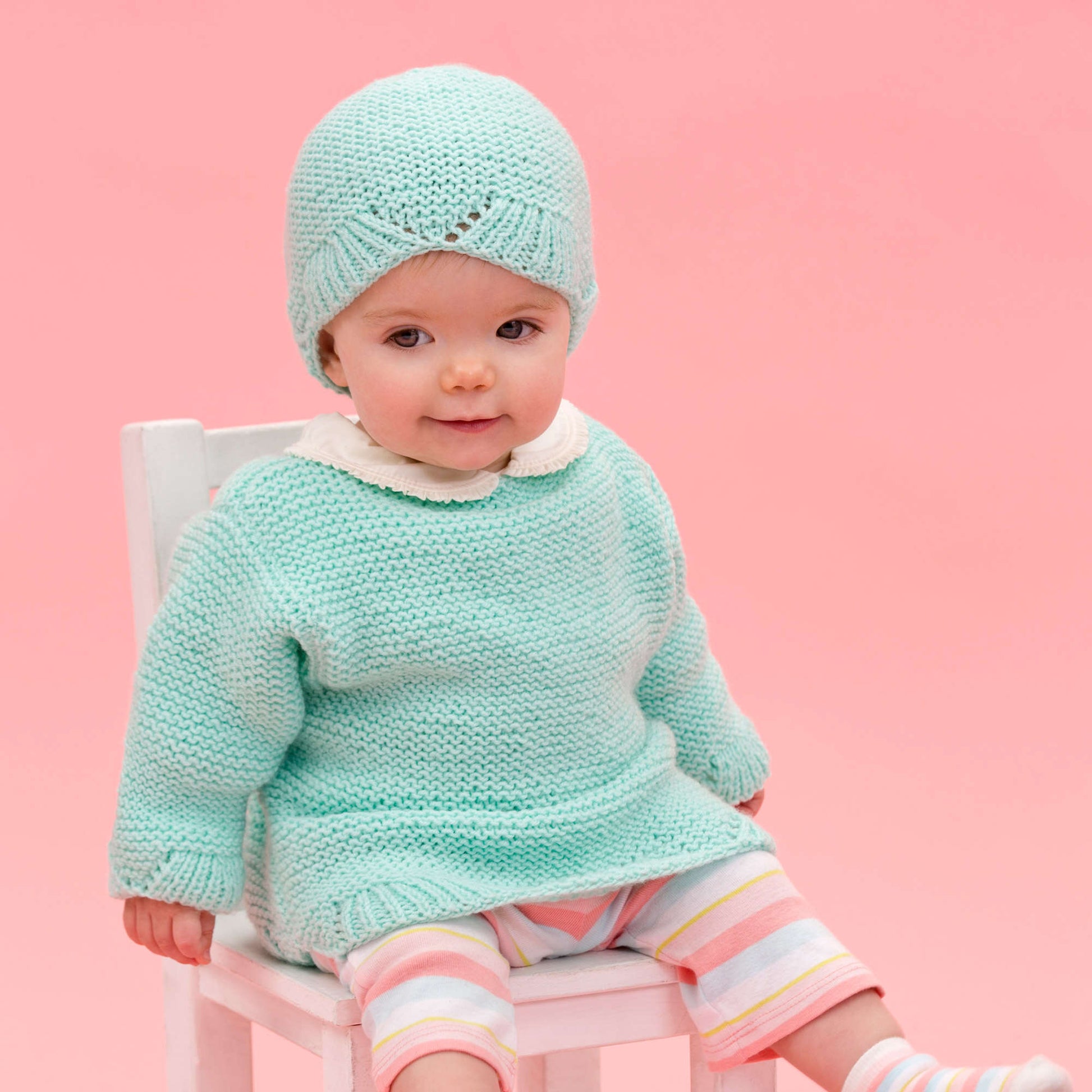 Free Red Heart Camilla Babe Sweater & Hat Knit Pattern