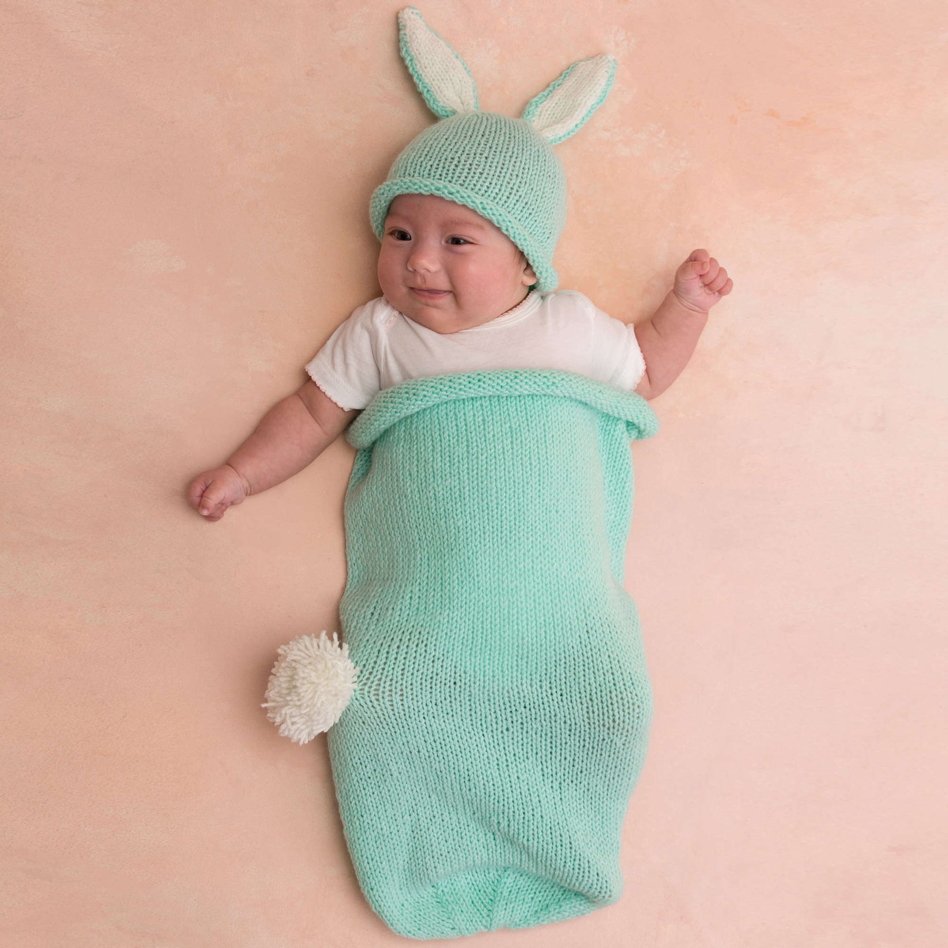Free Red Heart Cottontail Bunny Cocoon & Hat Knit Pattern