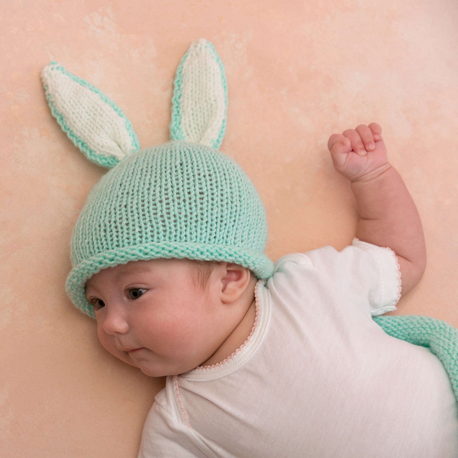 Free Red Heart Knit Cottontail Bunny Cocoon & Hat Pattern