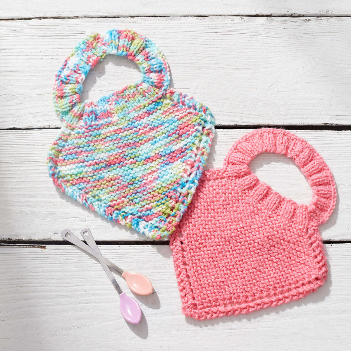 Knit Bib made in Red Heart Baby Hugs Medium Yarn