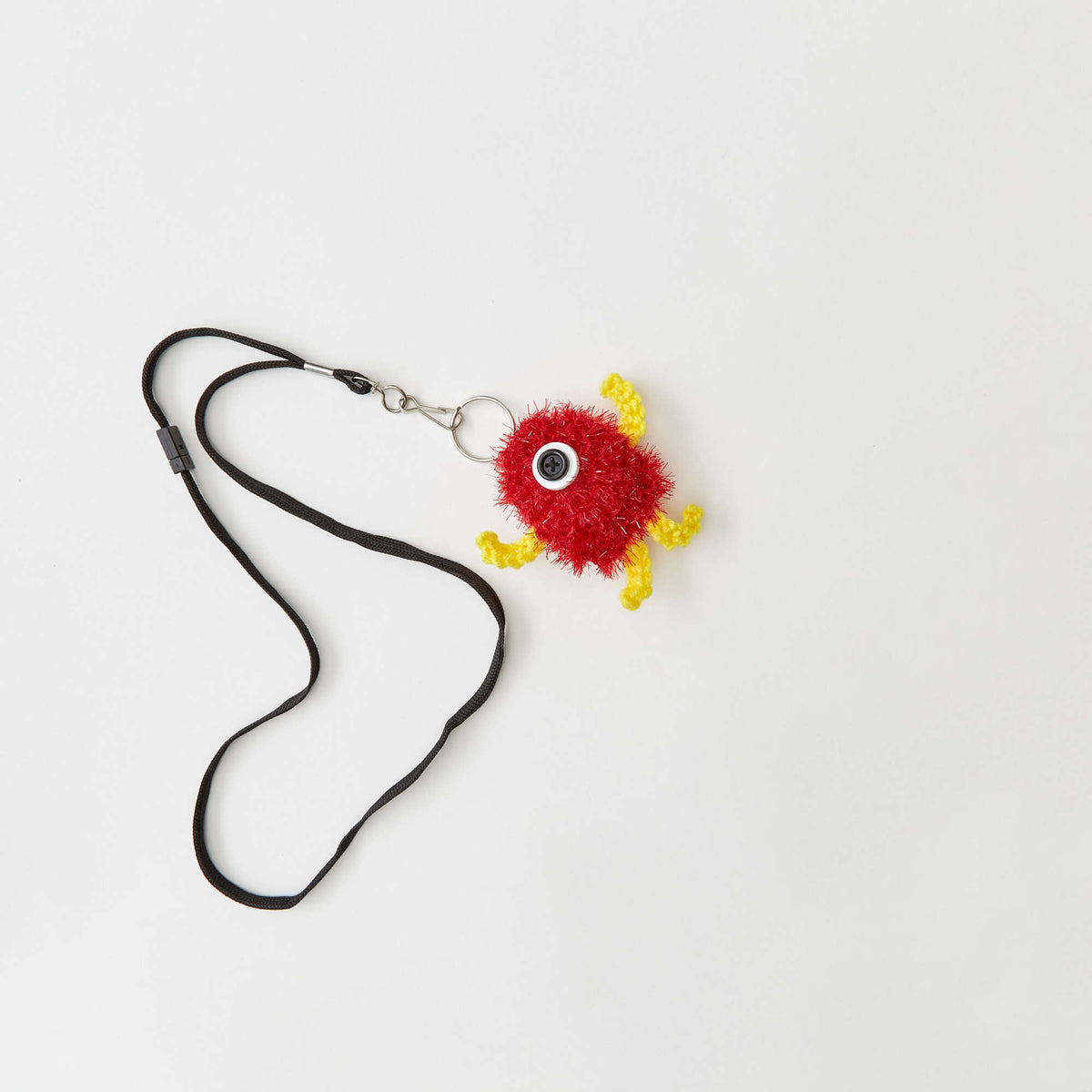 Knit Key Ring made in Red Heart Scrubby Sparkle Yarn