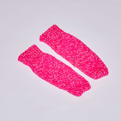 Red Heart Knit Kid's Legwarmers with Flash Knit Legwarmers made in Red Heart Reflective Yarn