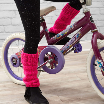 Red Heart Knit Kid's Legwarmers with Flash Knit Legwarmers made in Red Heart Reflective Yarn