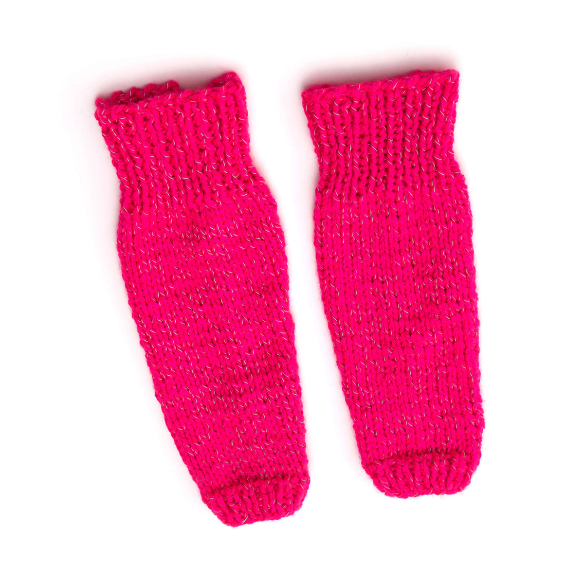 Knit Legwarmers made in Red Heart Reflective Yarn