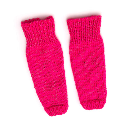 Red Heart Knit Kid's Legwarmers with Flash Knit Legwarmers made in Red Heart Reflective Yarn