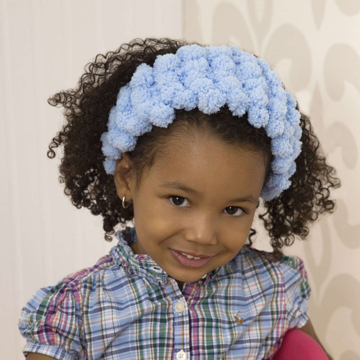 Knit Headband made in Red Heart Pomp-a-Doodle Yarn