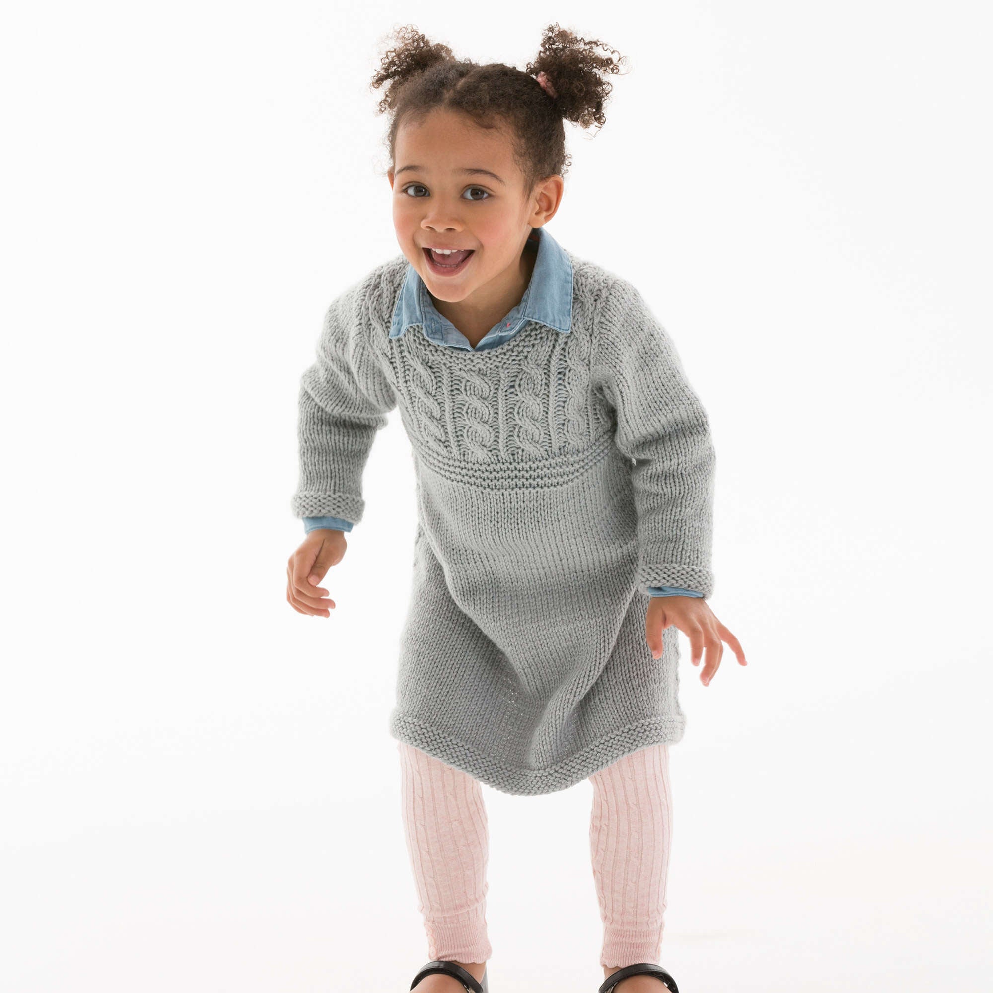toddler sweater dress Free Easy Red Heart Cable Sweater Dress Knitting Pattern