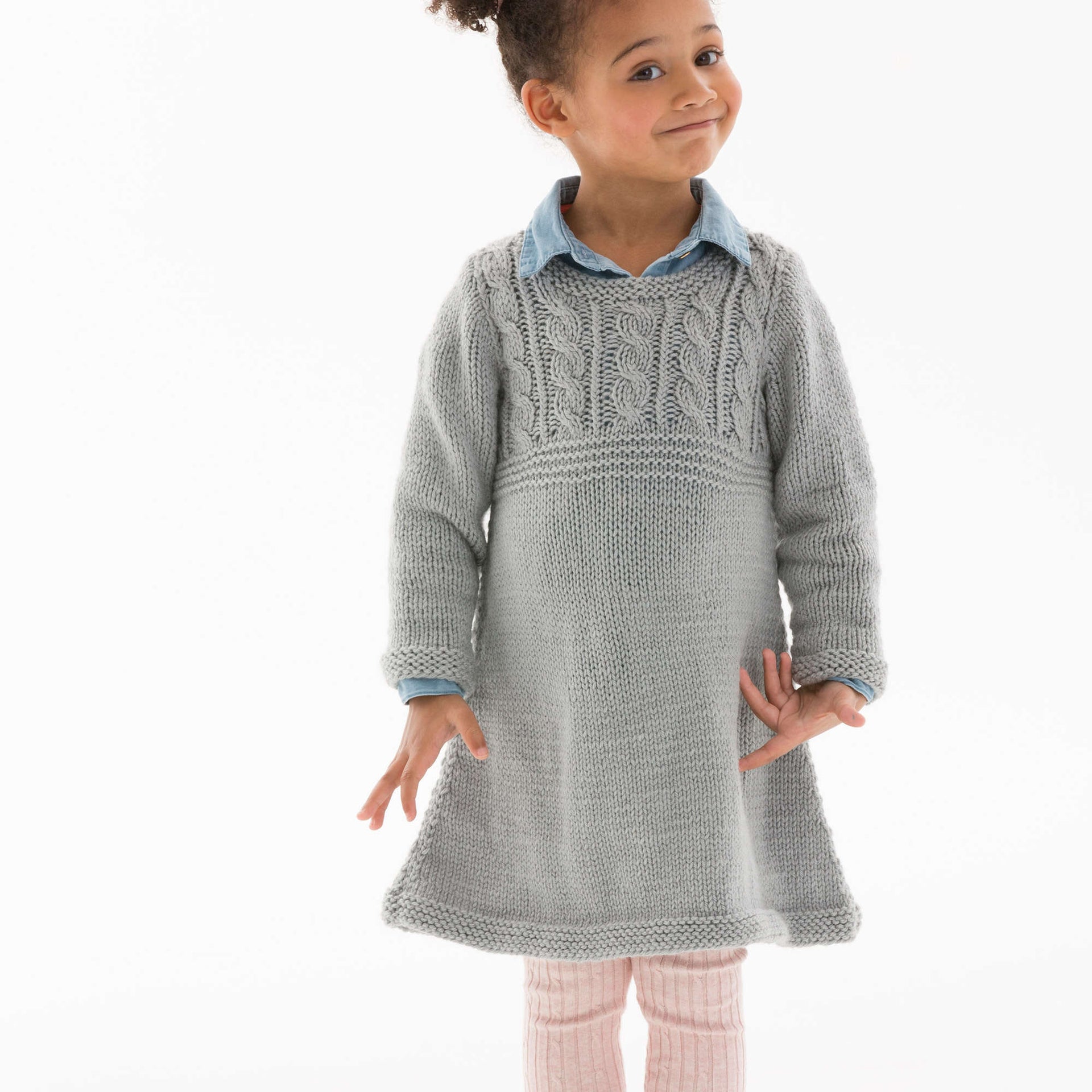 cable knit dress pattern Free Easy Red Heart Sweater Knitting FLEUR DROP 1 Größe:XS/S KissProm Glitter Emerald Appliques Tumble dry low