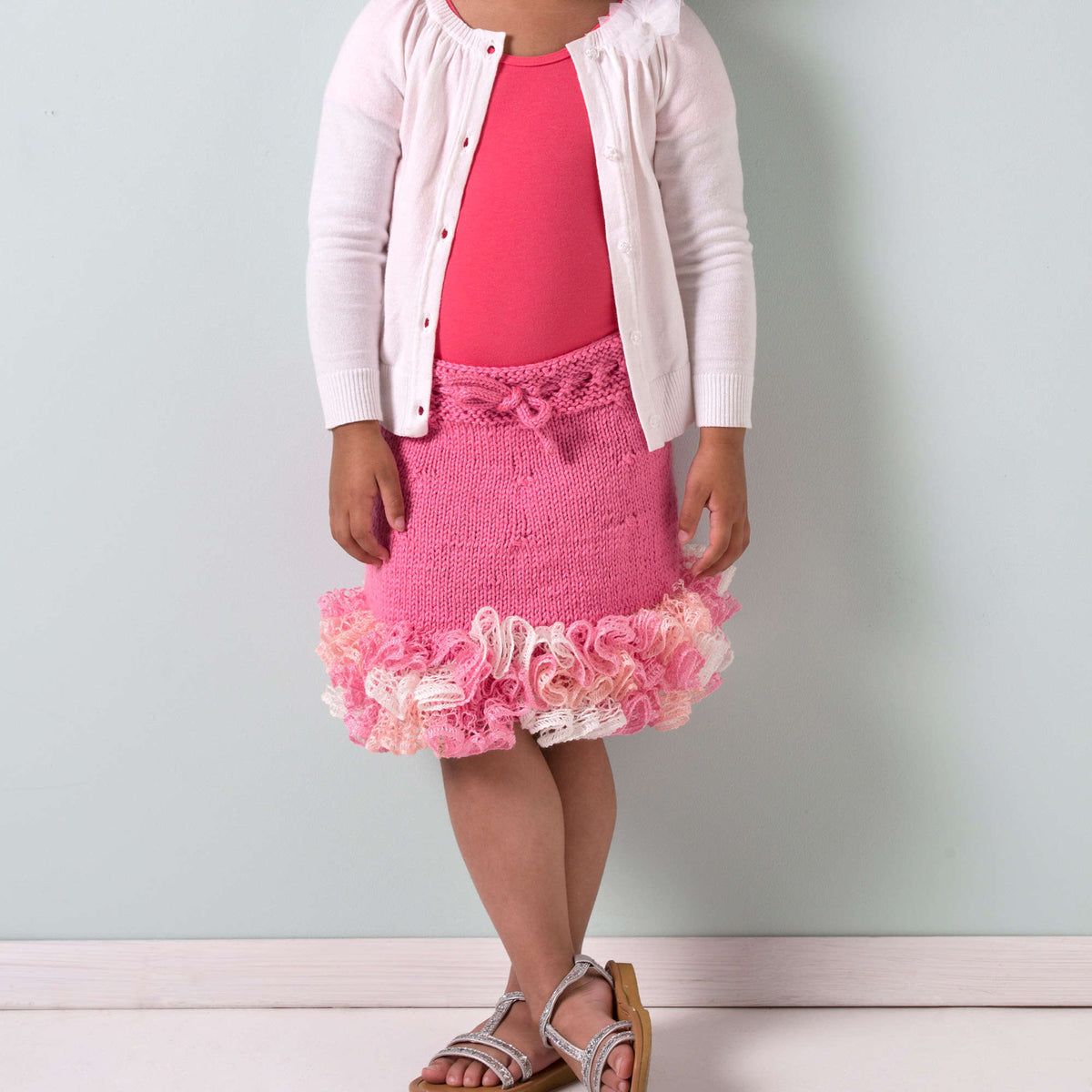 Knit Skirt made in Red Heart Soft Baby Steps Yarn