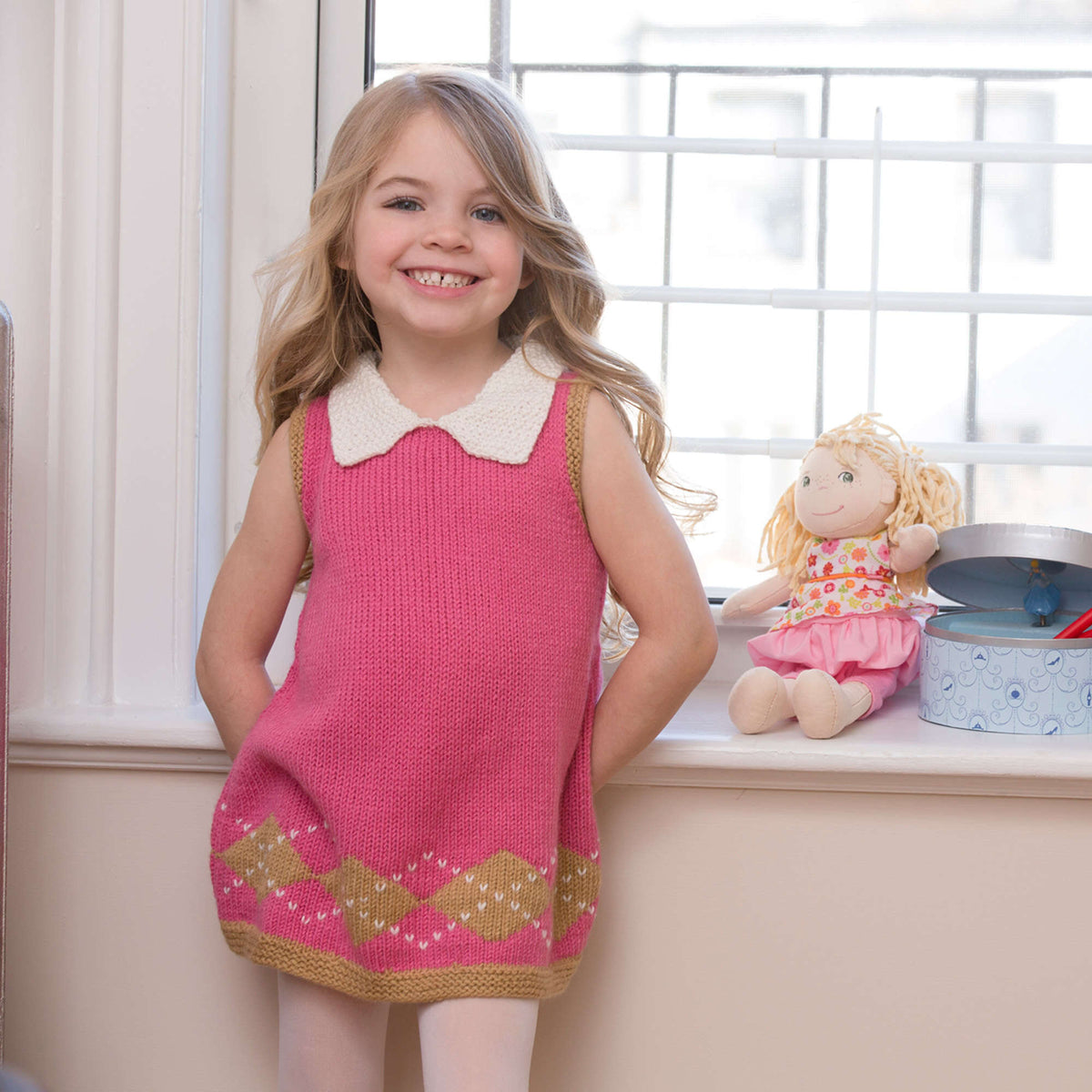 Knit Dress made in Red Heart Anne Geddes Baby Yarn