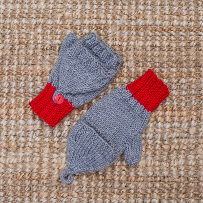 Red Heart Knit Flip-Top Kids' Mittens Red Heart Knit Flip-Top Kids' Mittens