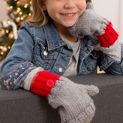 Red Heart Knit Flip-Top Kids' Mittens Knit Mittens made in Red Heart Soft Yarn
