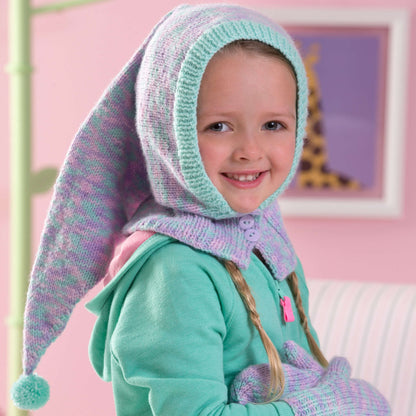 Red Heart Knit Child's Ski Hood & Mittens Knit Mittens made in Red Heart Anne Geddes Baby Yarn