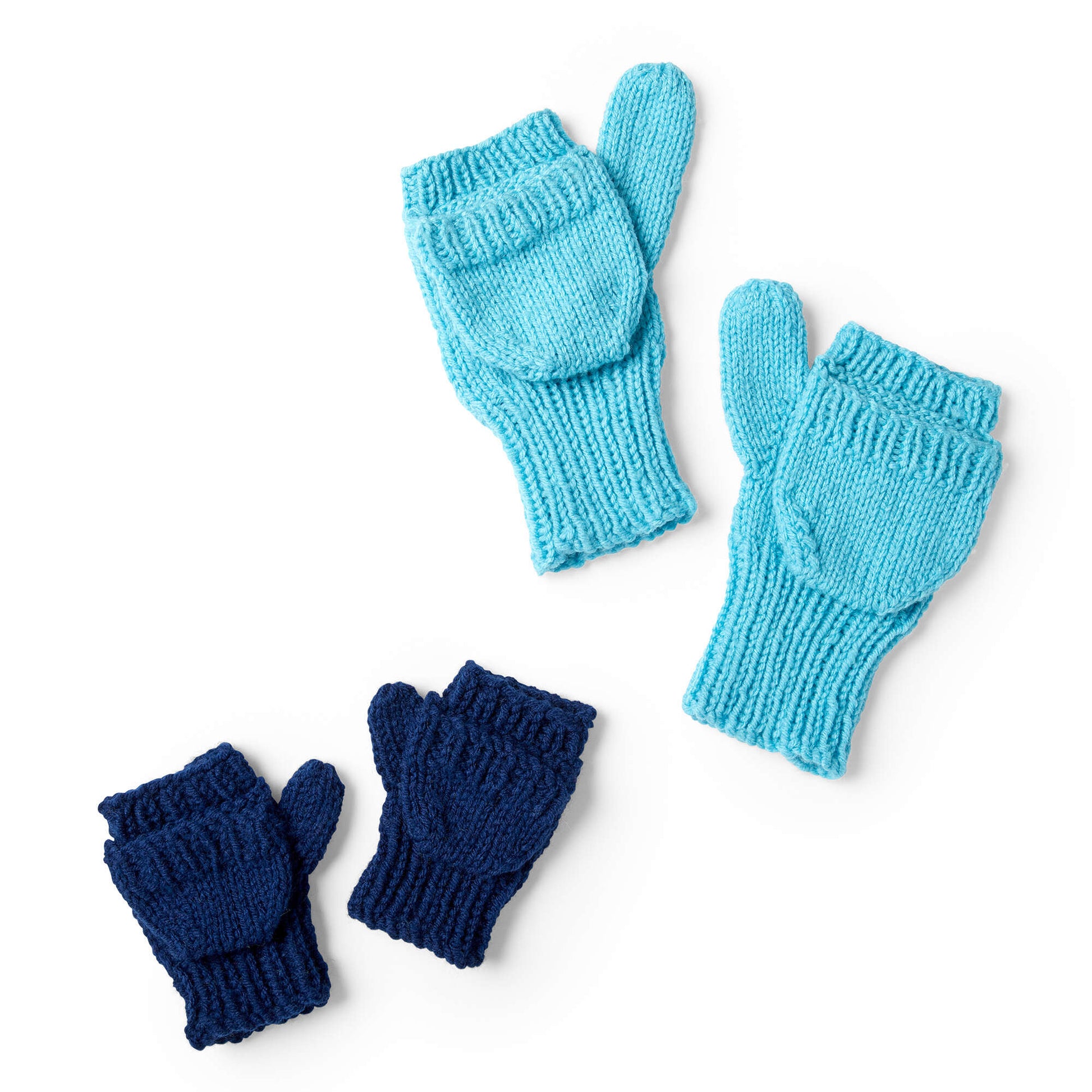 Free Red Heart Convertible Family Knit Mittens Pattern