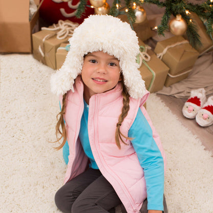 Red Heart Knit Snowy Child Earflap Hat Knit Hat made in Red Heart With Love Yarn