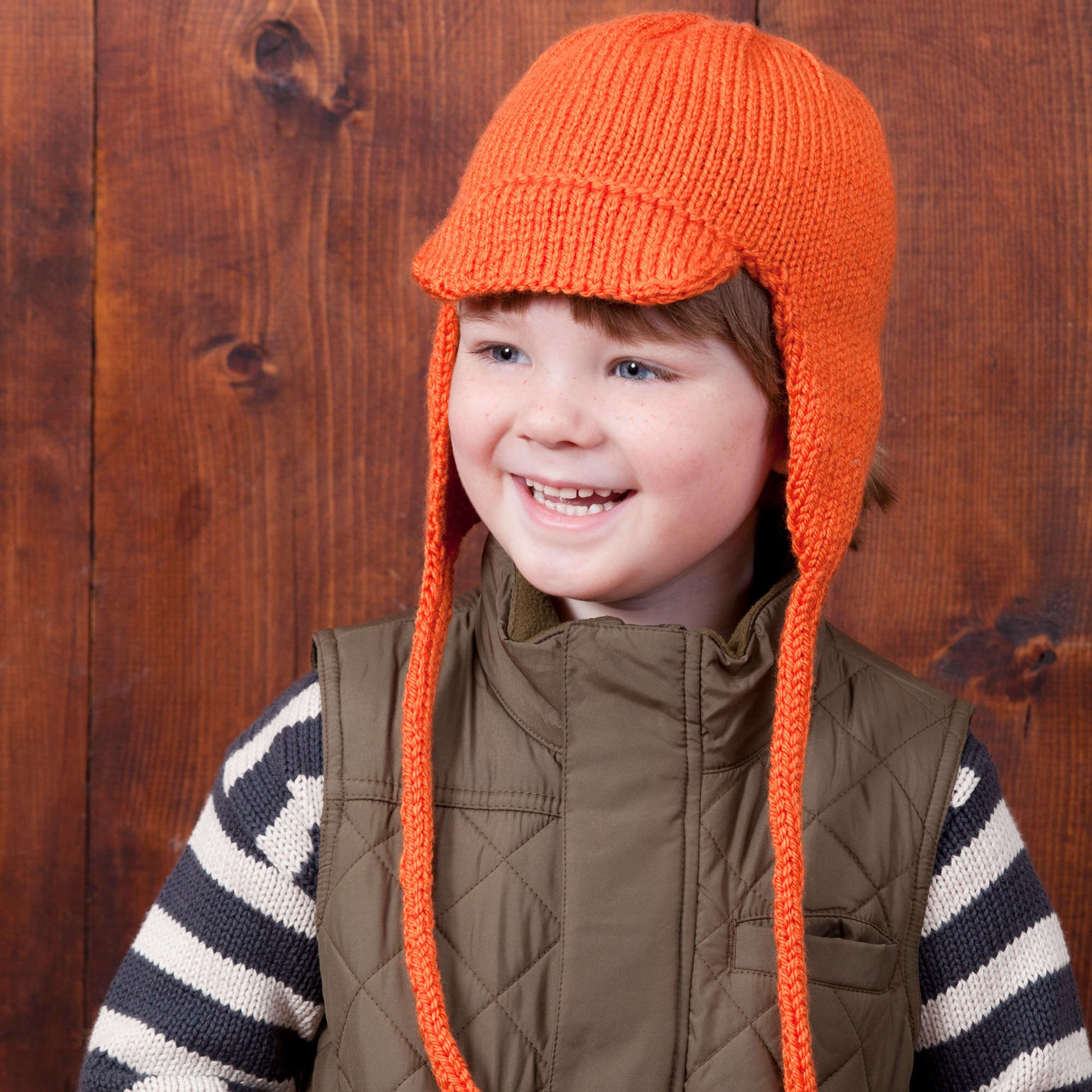 Free Red Heart Knit Cool Kid Earflap Hat Pattern