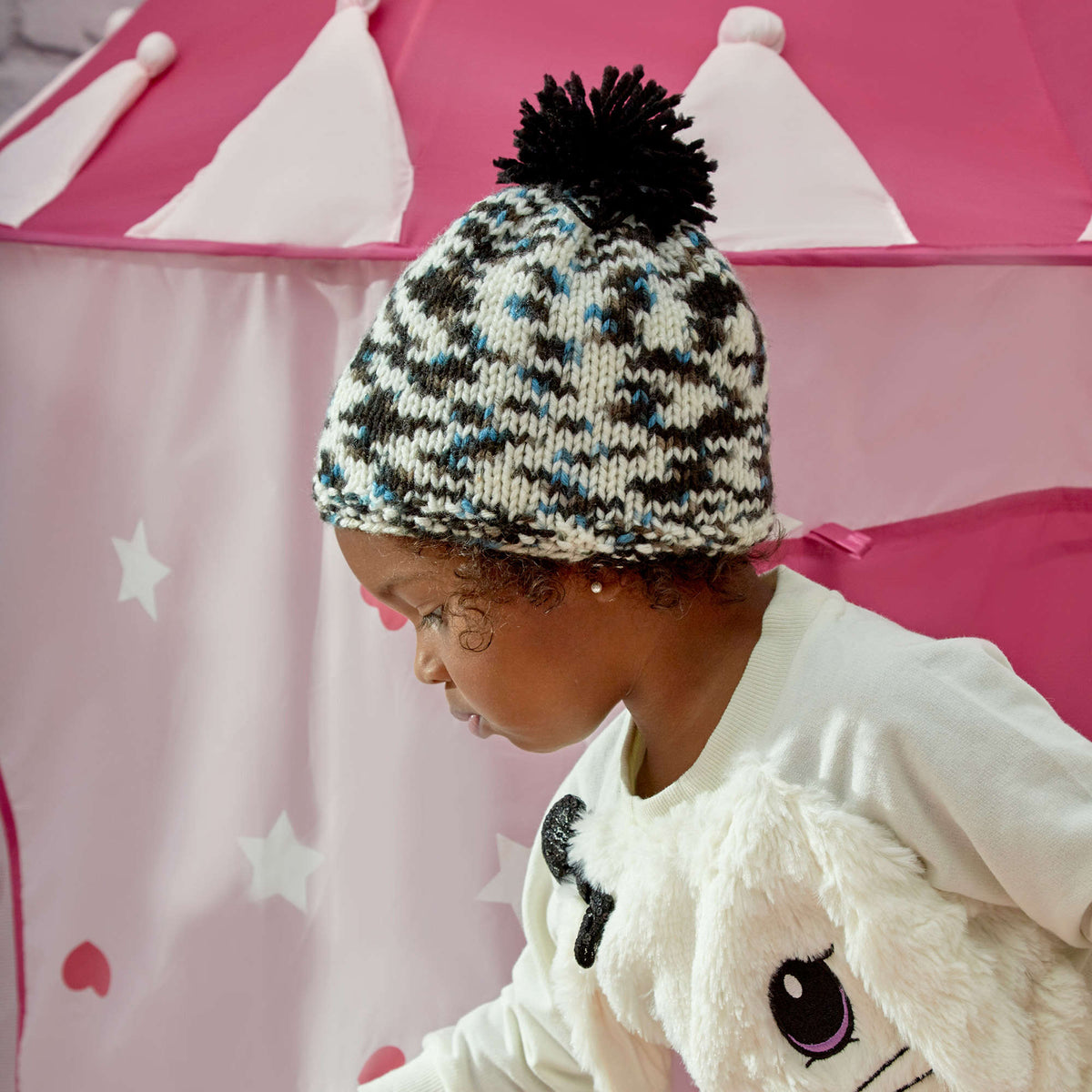 Knit Hat made in Red Heart Baby Hugs Medium Yarn