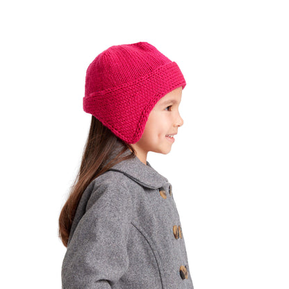 Red Heart Knit Earflap Hat 8/10 yrs