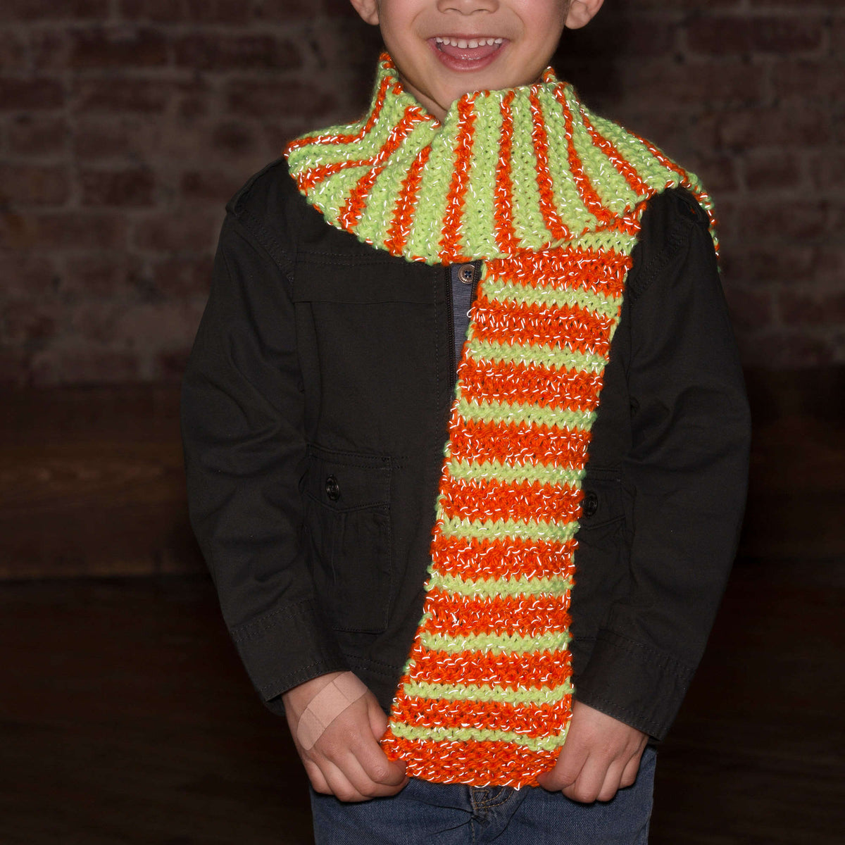 Knit Scarf made in Red Heart Reflective Yarn