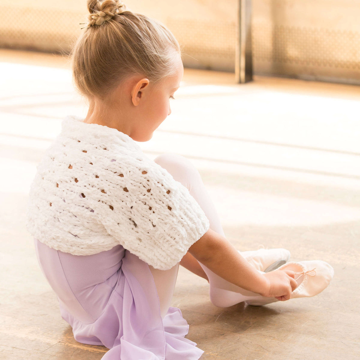 Knit Shrug made in Red Heart Velvety Yarn