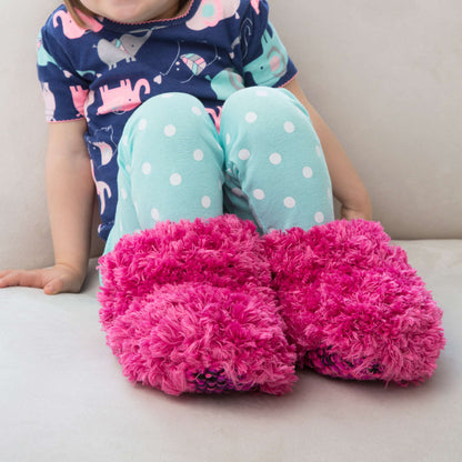 Red Heart Child Fur Boot Slippers Knit 0