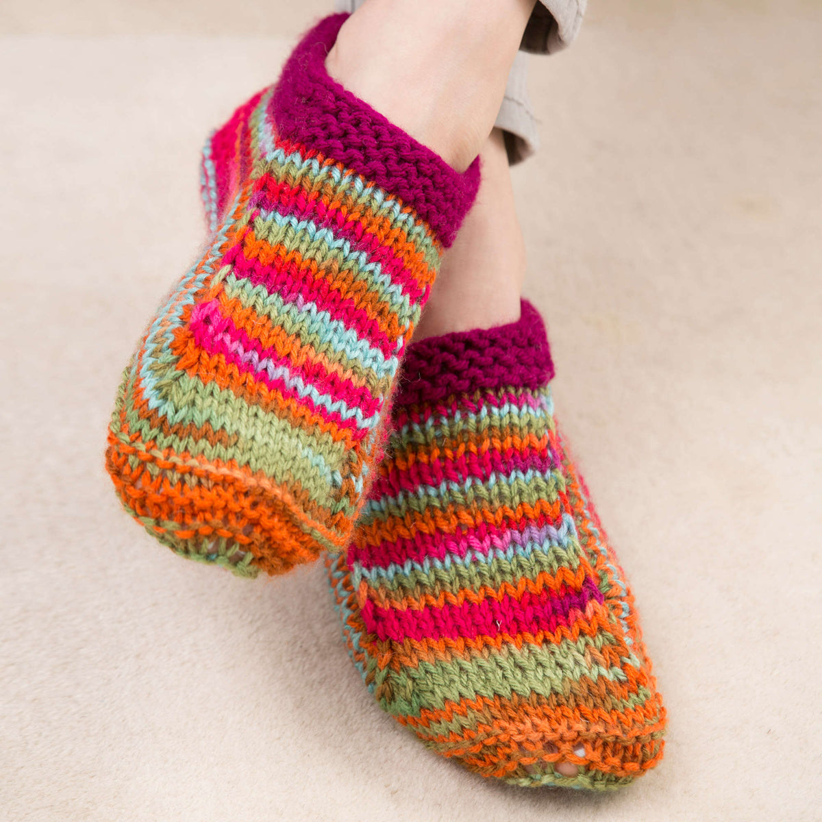 Knit Slippers made in Red Heart With Love Yarn