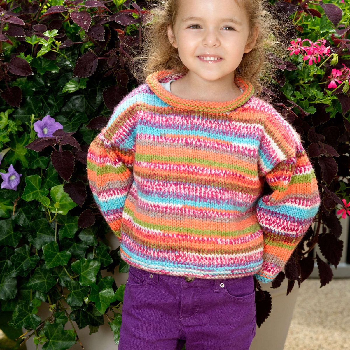 Knit Sweater made in Red Heart Stripes Yarn