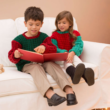 Red Heart Knit Jolly Kid's Sweaters Knit Sweater made in Red Heart With Love Yarn