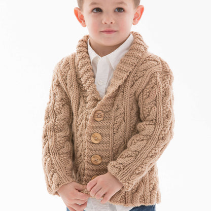 Red Heart Little Man Cable Knit Cardigan Knit Cardigan made in Red Heart Baby Hugs Medium Yarn