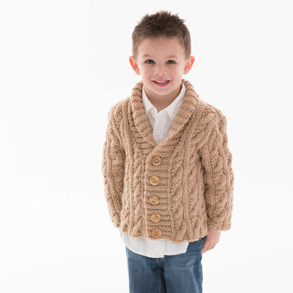 Red Heart Little Man Cable Knit Cardigan Knit Cardigan made in Red Heart Baby Hugs Medium Yarn