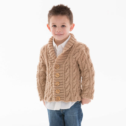 Red Heart Little Man Cable Knit Cardigan Knit Cardigan made in Red Heart Baby Hugs Medium Yarn