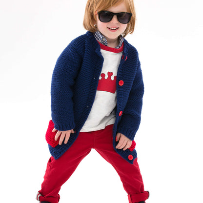 Red Heart Too Cool Boy's Cardigan Knit Cardigan made in Red Heart Baby Hugs Medium Yarn