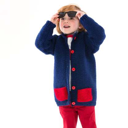 Red Heart Too Cool Boy's Cardigan Knit Cardigan made in Red Heart Baby Hugs Medium Yarn