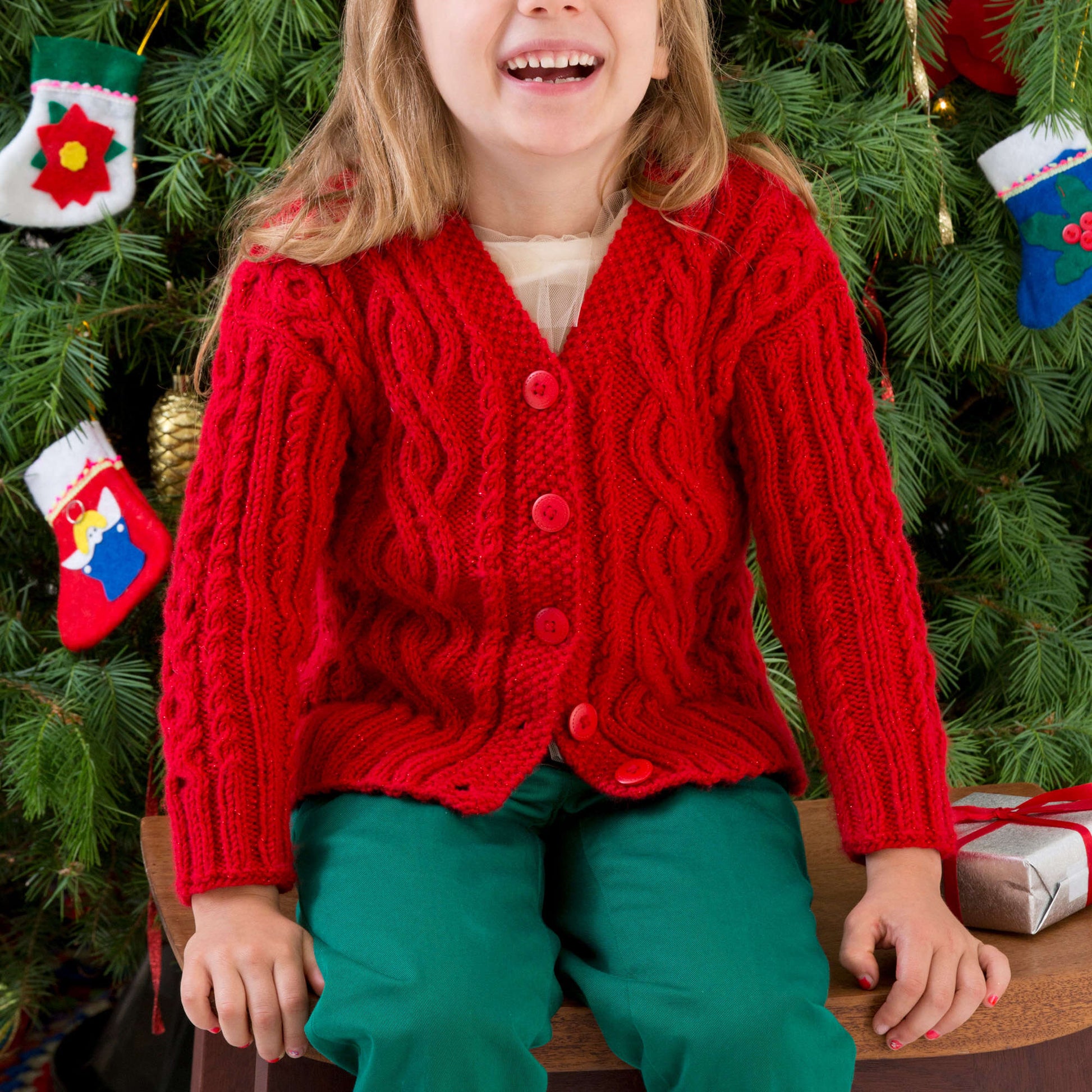 Free Red Heart Waiting For Santa Sweater Knit Pattern